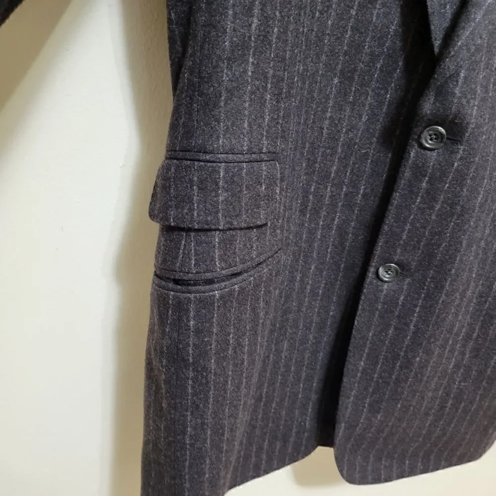 Paul Stuart Wool Blazer Dark Gray Striped Size 41 XL